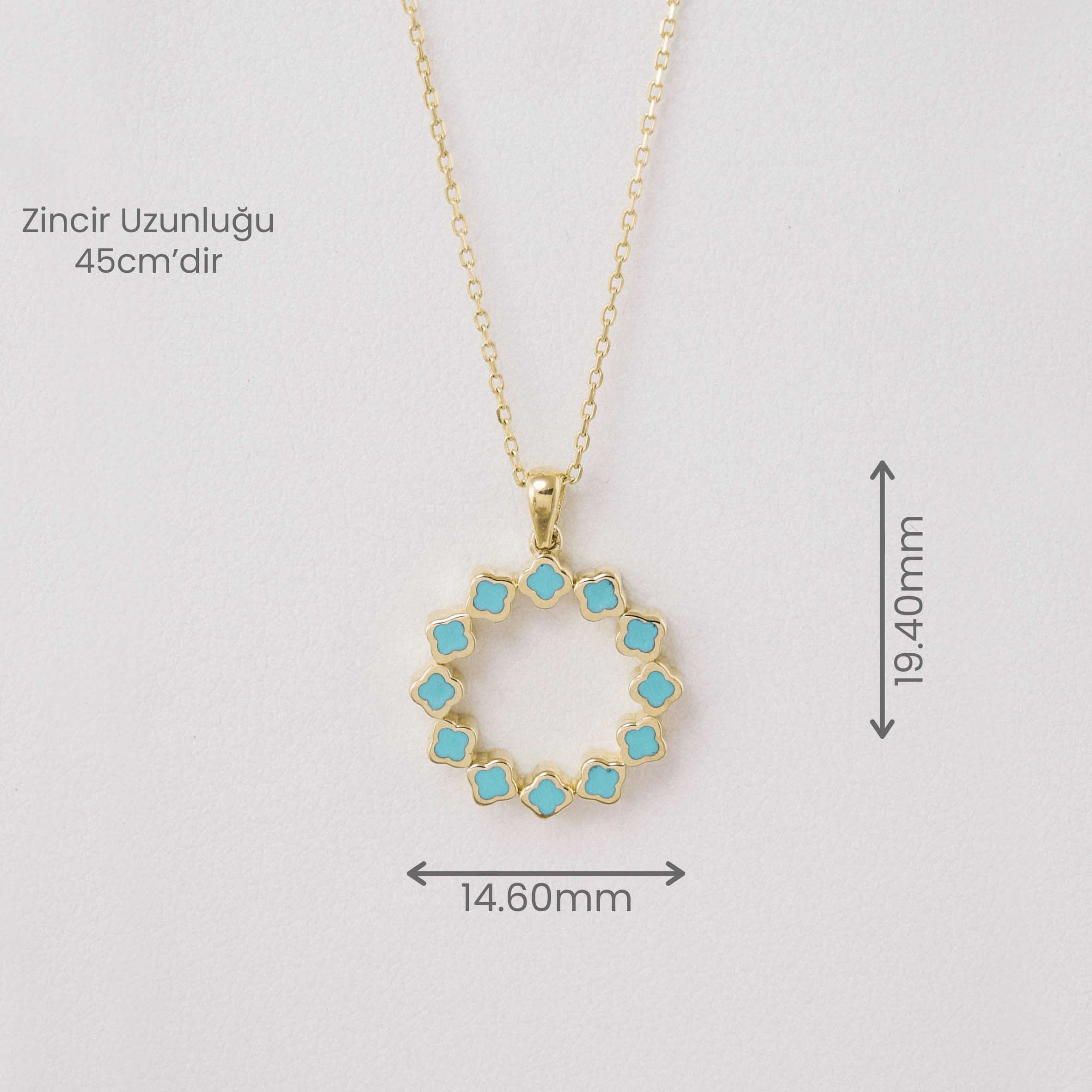 Özel Tasarım Kolye 14 Ayar Altın Mavi Renkli Tasarım Kolye