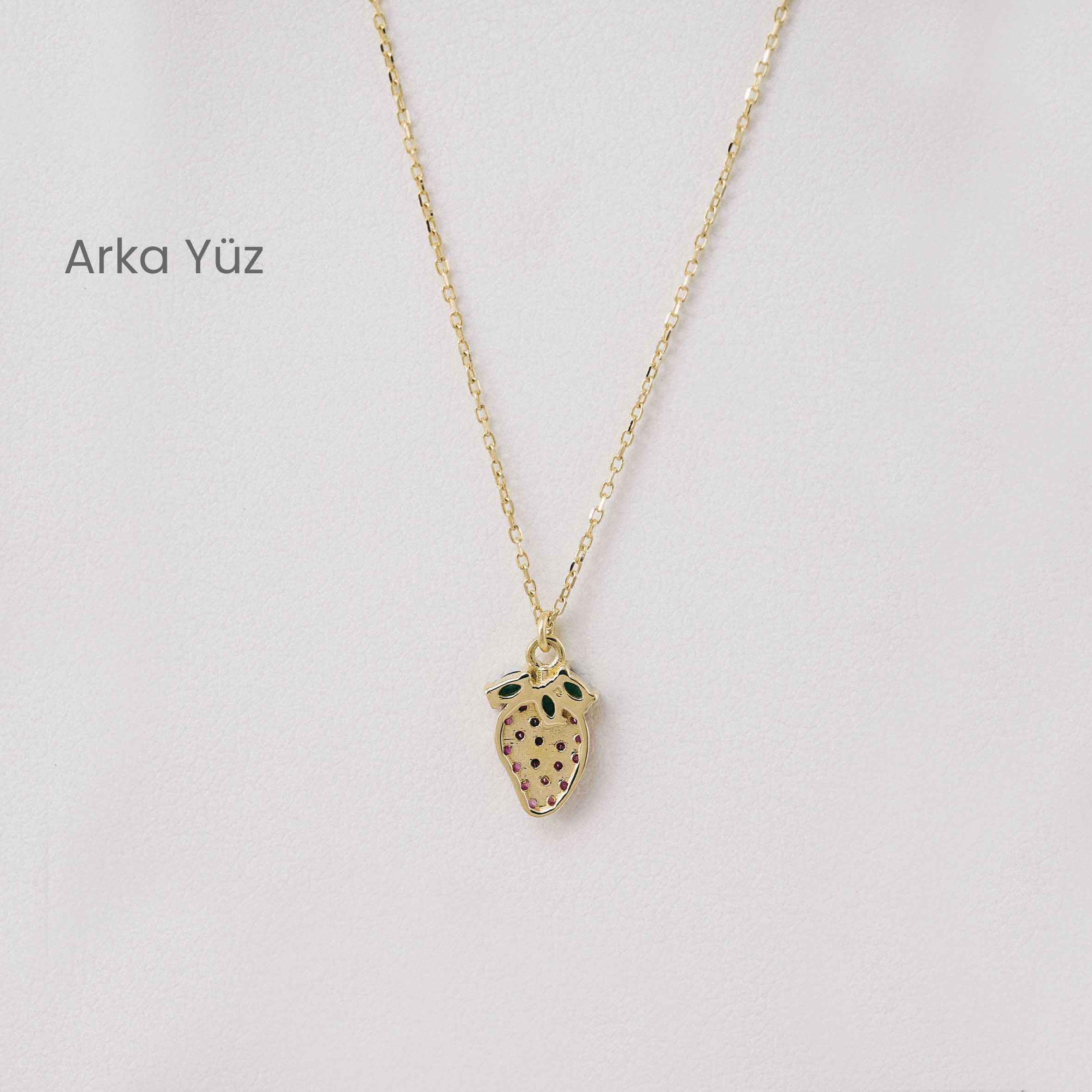 14 Ayar Altın Mine İşlemeli Üzüm Figürlü Kolye