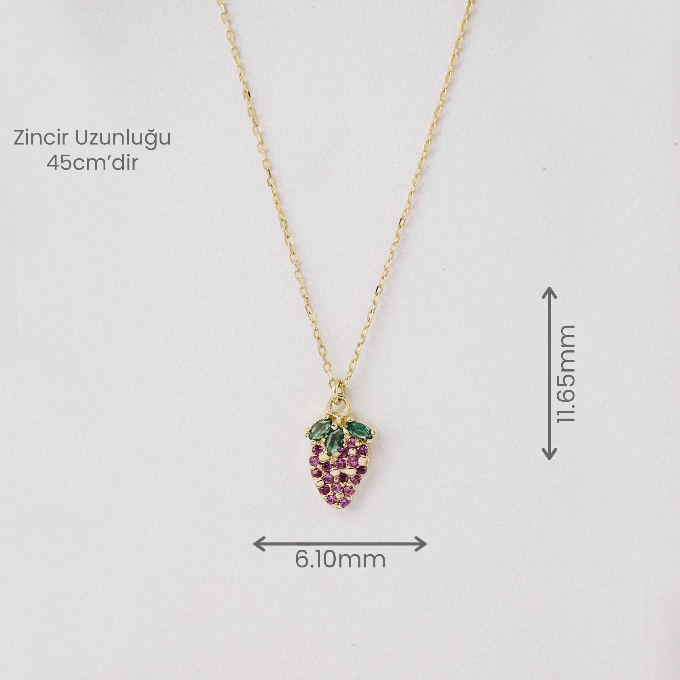 14 Ayar Altın Mine İşlemeli Üzüm Figürlü Kolye