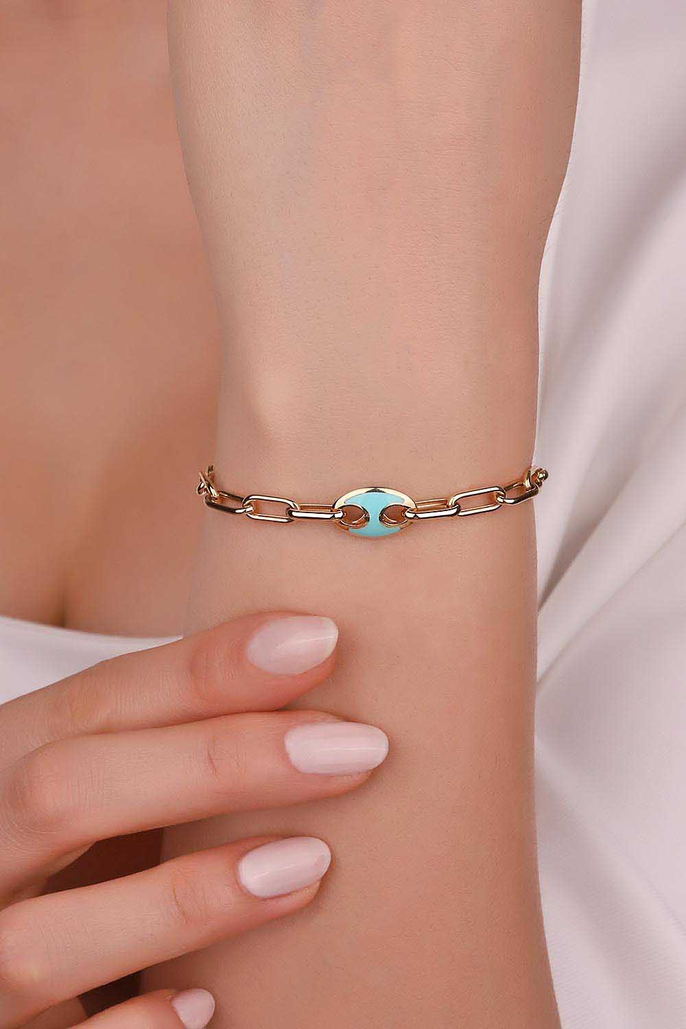 14 Ayar Altın Mineli Ataç Bileklik 