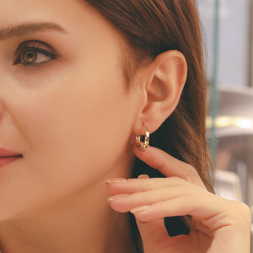 14 Ayar Altın Mini Halka Küpe