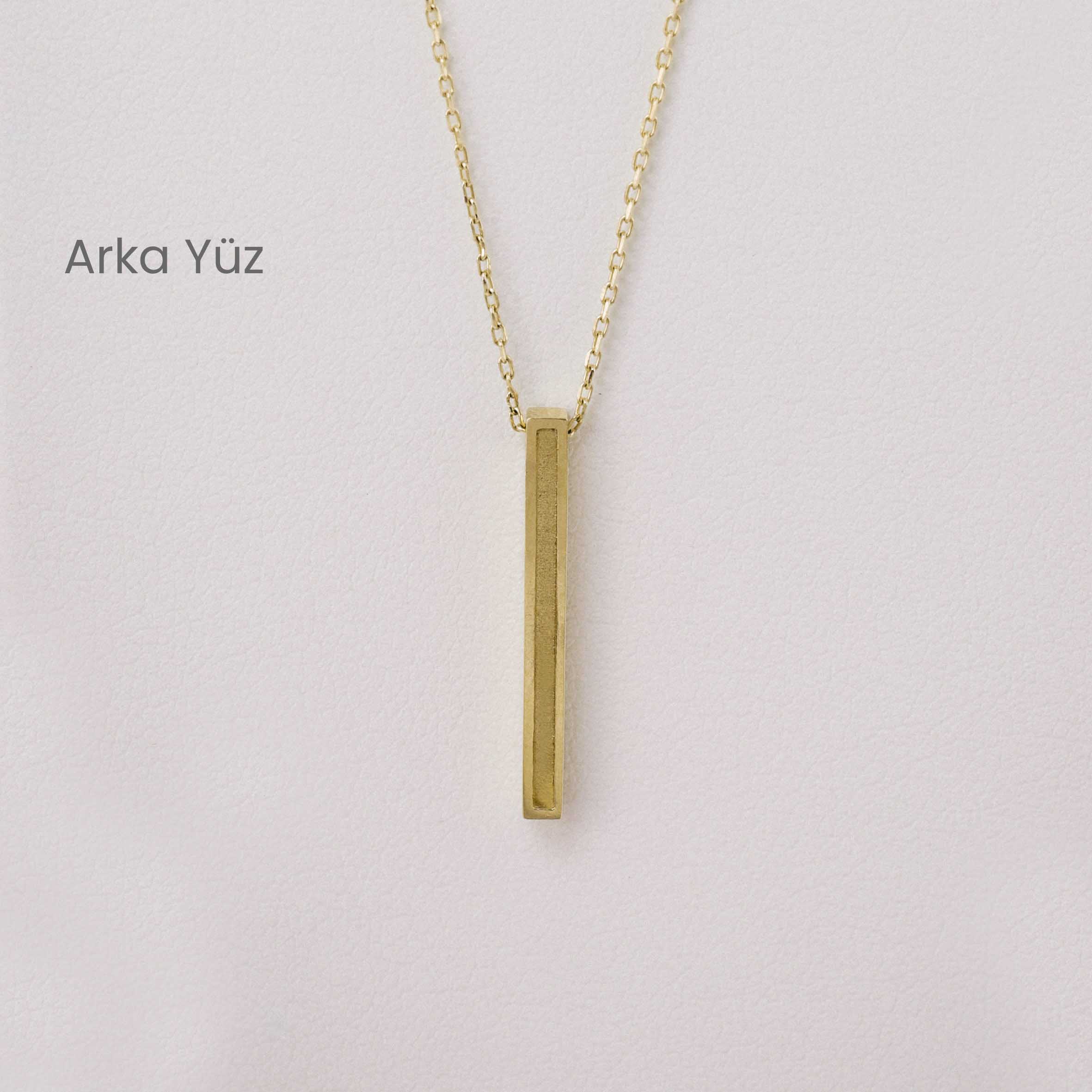 14 Ayar Altın Minimal Dikdörtgen Kolye
