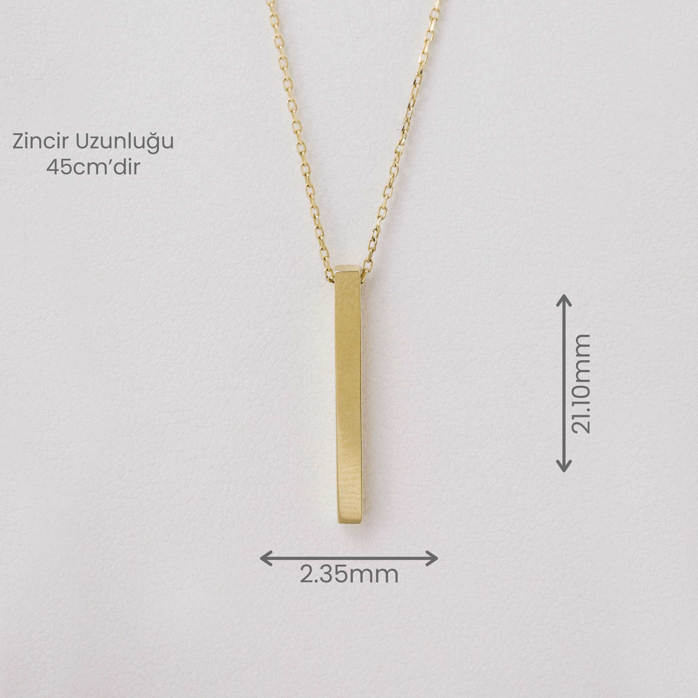 14 Ayar Altın Minimal Dikdörtgen Kolye
