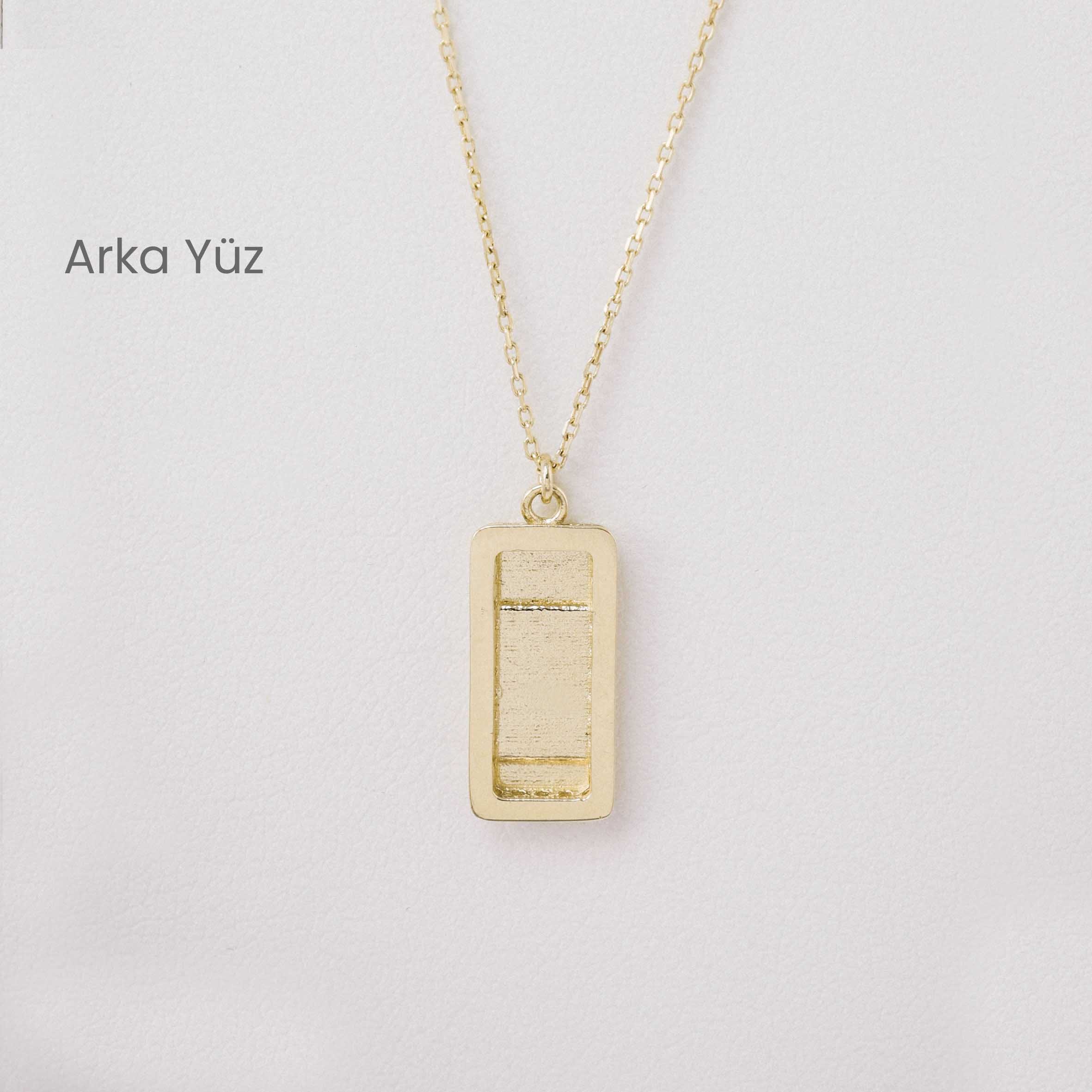 14 Ayar Altın Minimal Külçe Altın Kolye