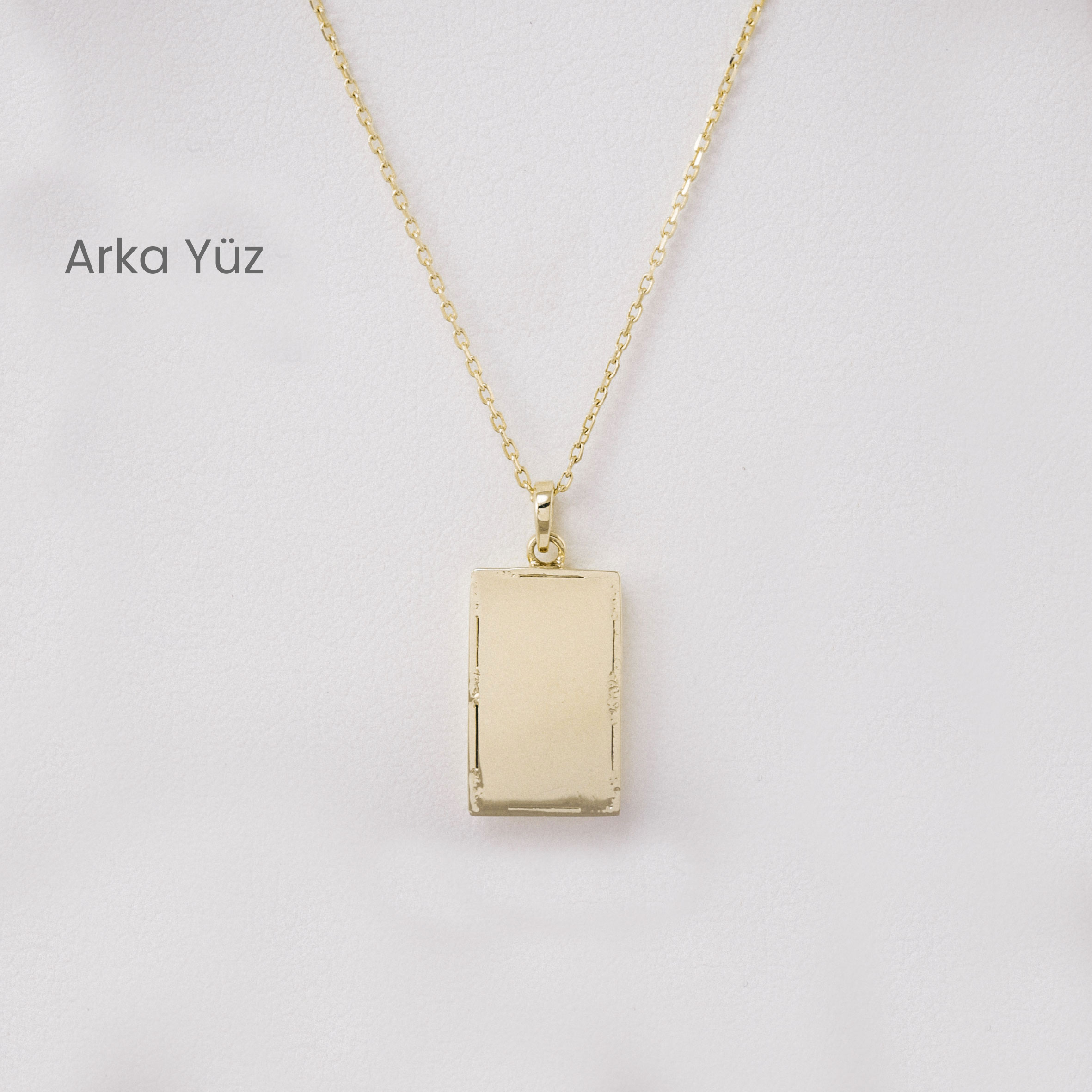 14 Ayar Altın Minimal Külçe Altın Kolye