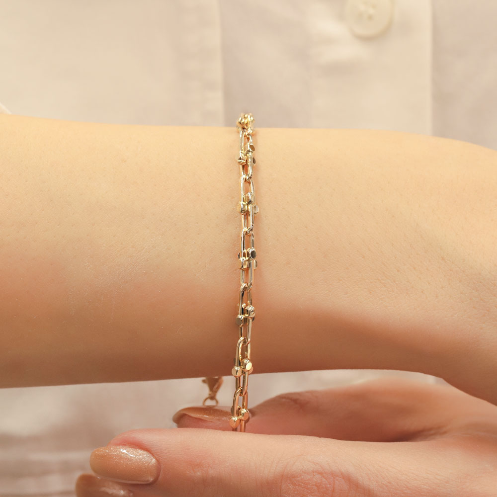 14 Ayar Altın Minimal Top Detaylı Zincir Bileklik