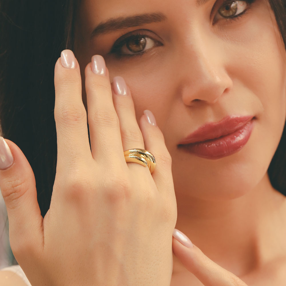 14 Ayar Altın Modern Fantezi Yüzük