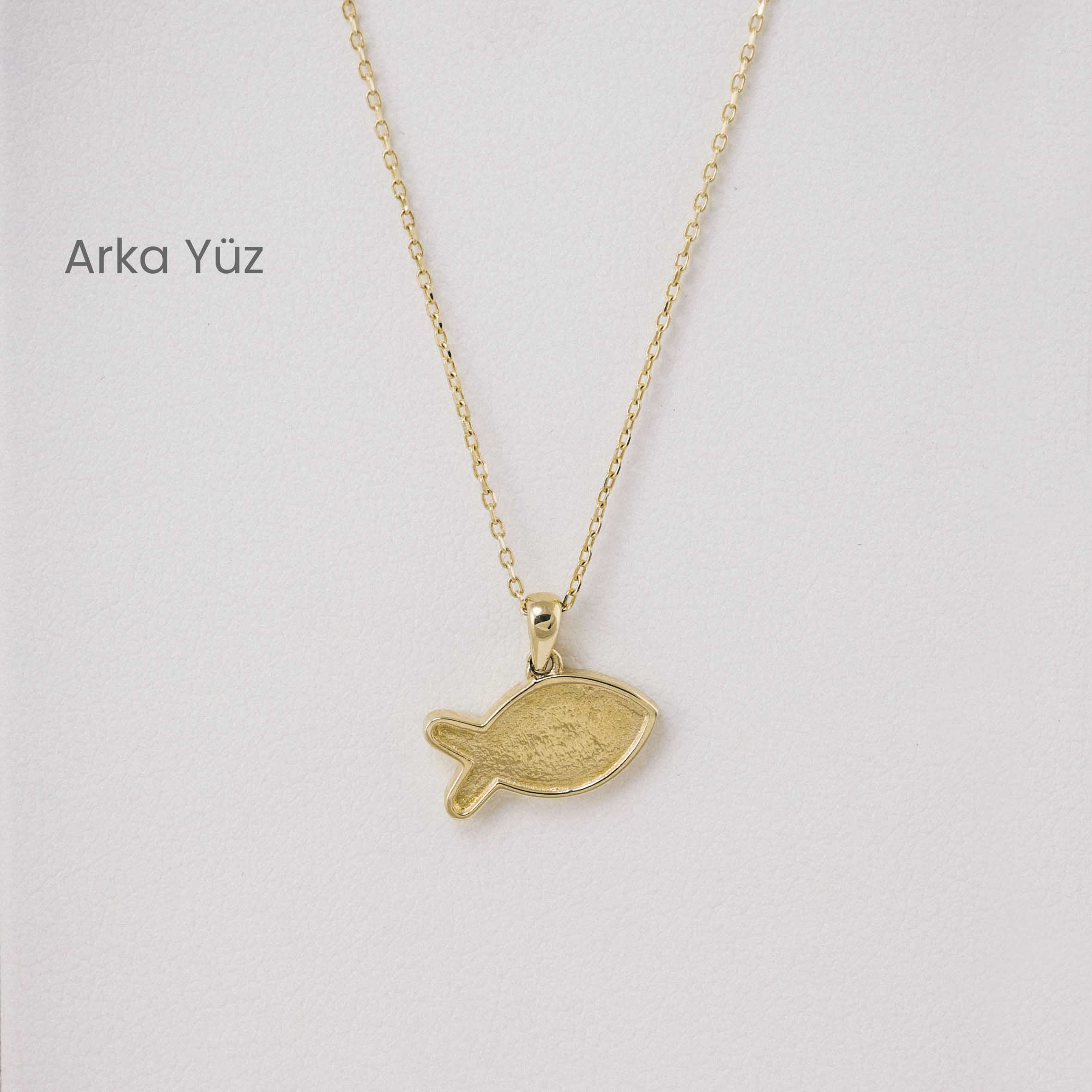 14 Ayar Altın Nazar Boncuklu Balık Kolye