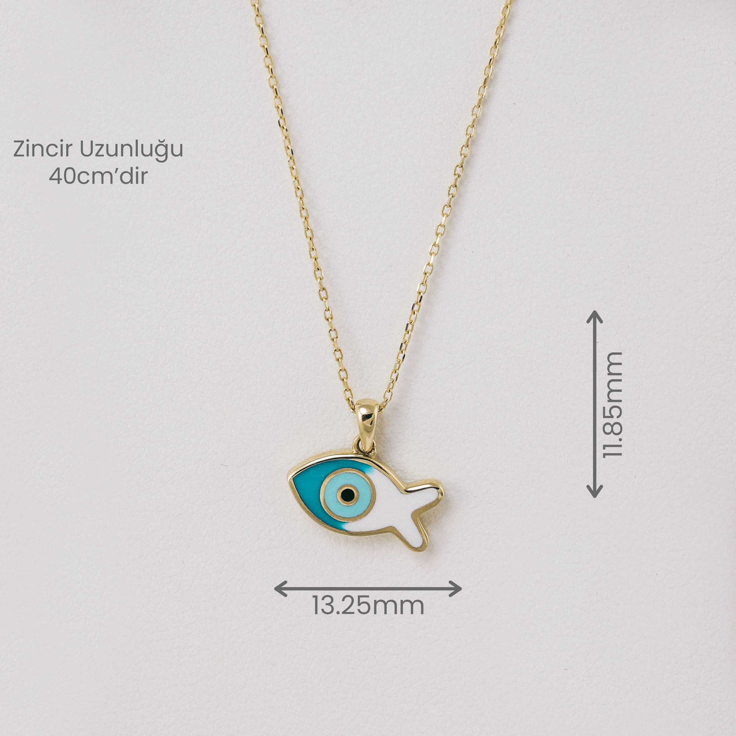 14 Ayar Altın Nazar Boncuklu Balık Kolye