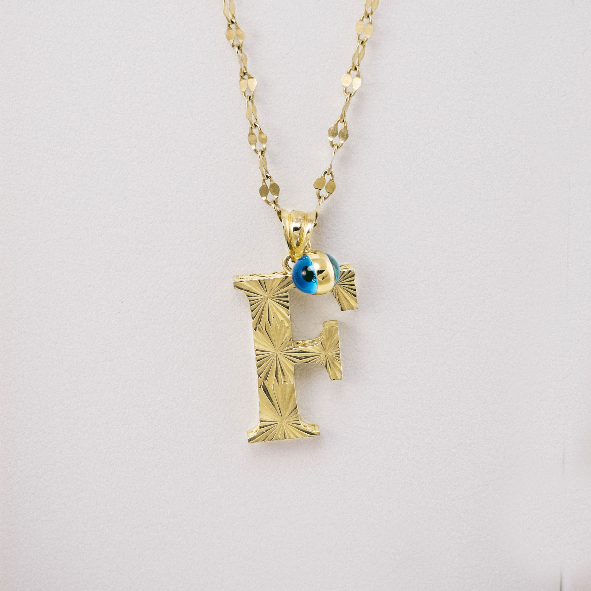 14 Ayar Altın Nazar Boncuklu F Harf Kolye