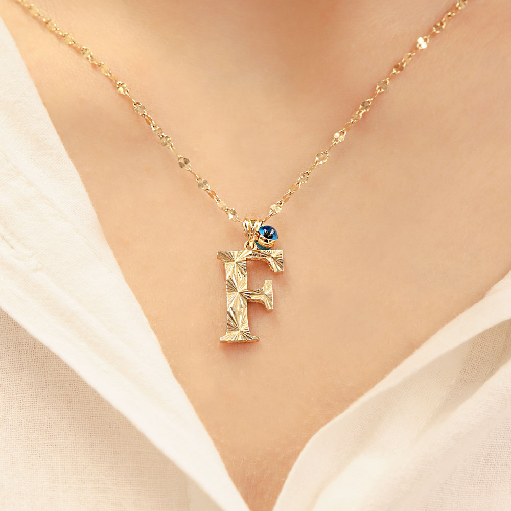 14 Ayar Altın Nazar Boncuklu F Harf Kolye