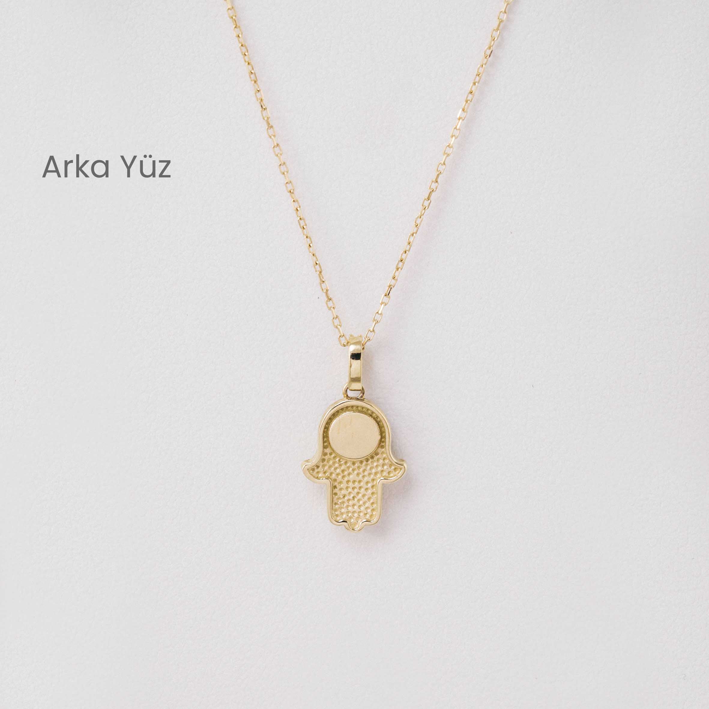 14 Ayar Altın Nazar Boncuklu Fatma’nın Eli Kolyesi