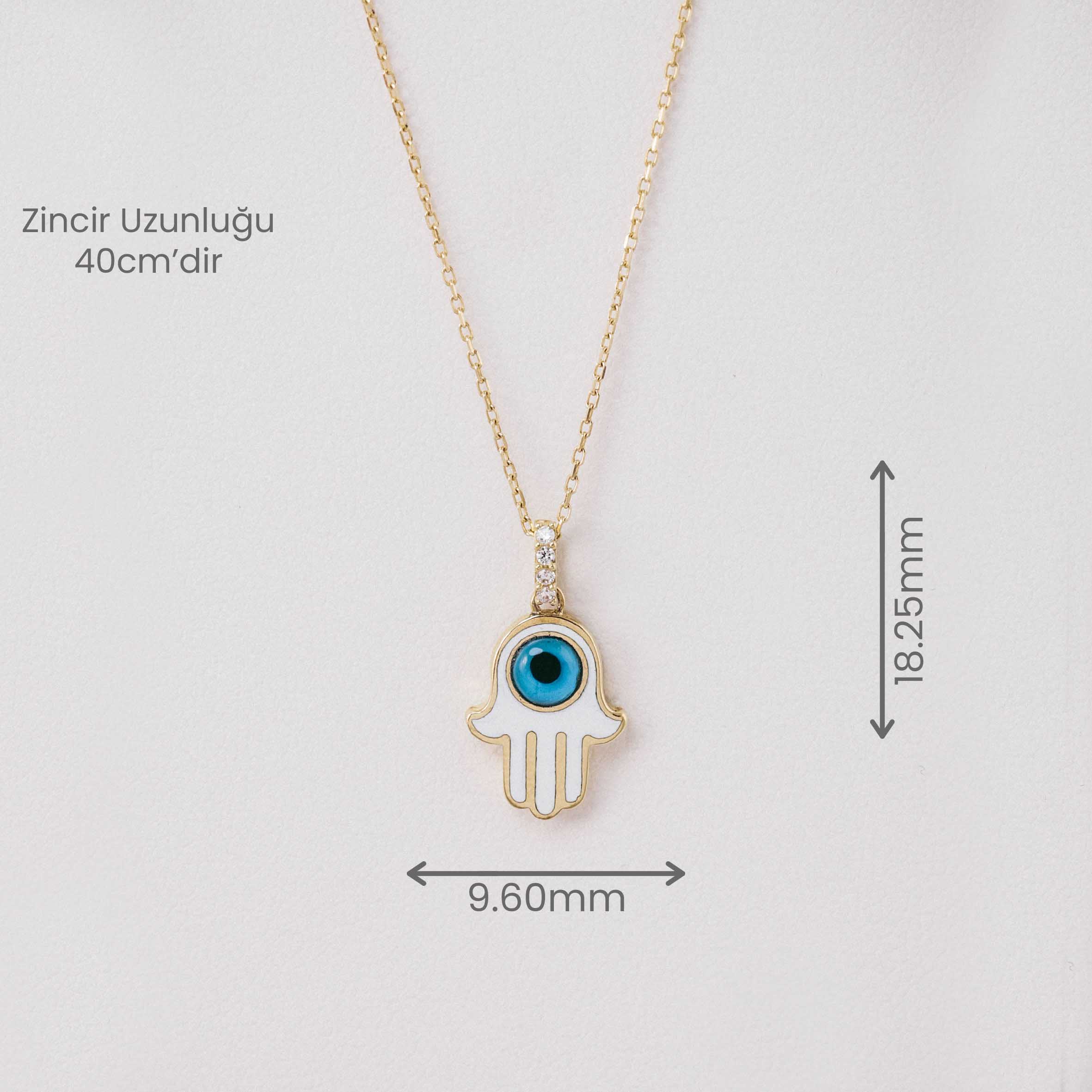 14 Ayar Altın Nazar Boncuklu Fatma’nın Eli Kolyesi