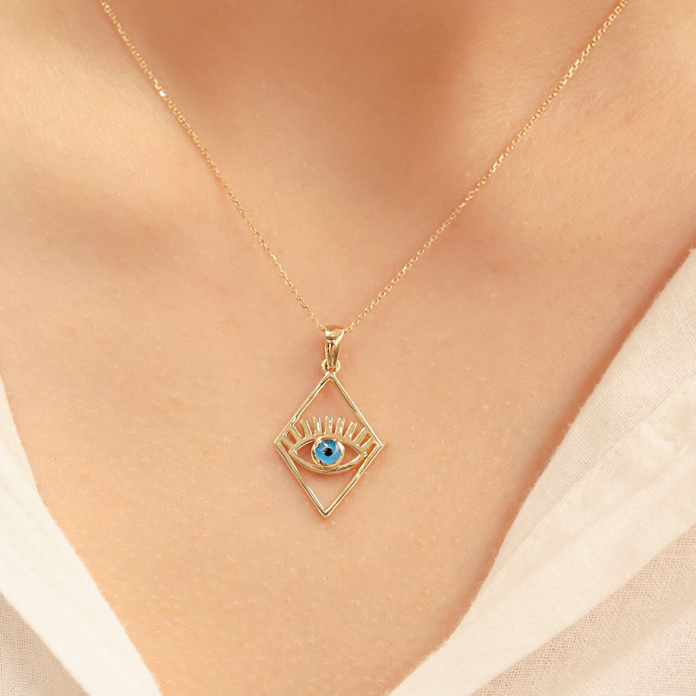 14 Ayar Altın Nazar Göz Kolye