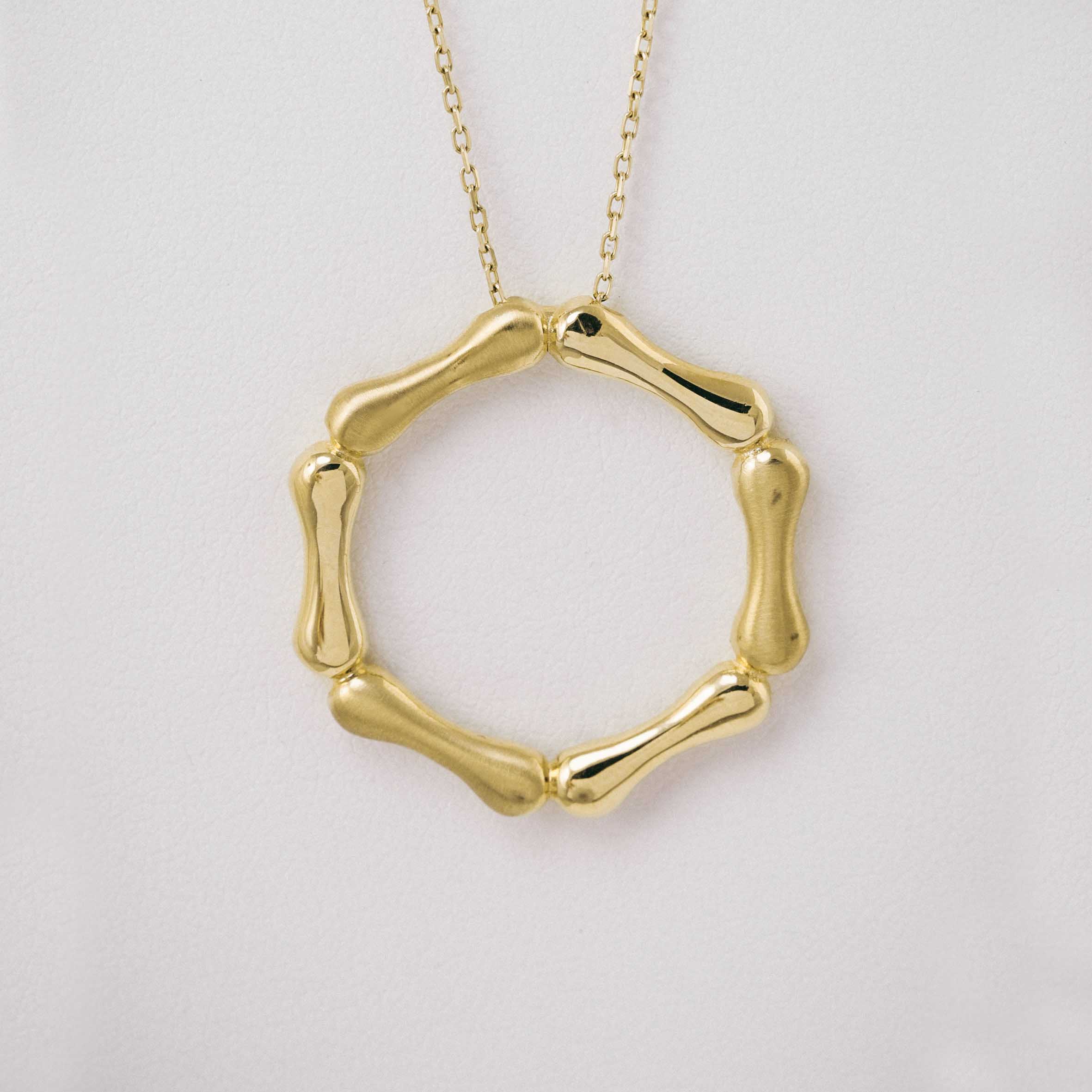 14 Ayar Altın Organik Formda Altıgen Kolye