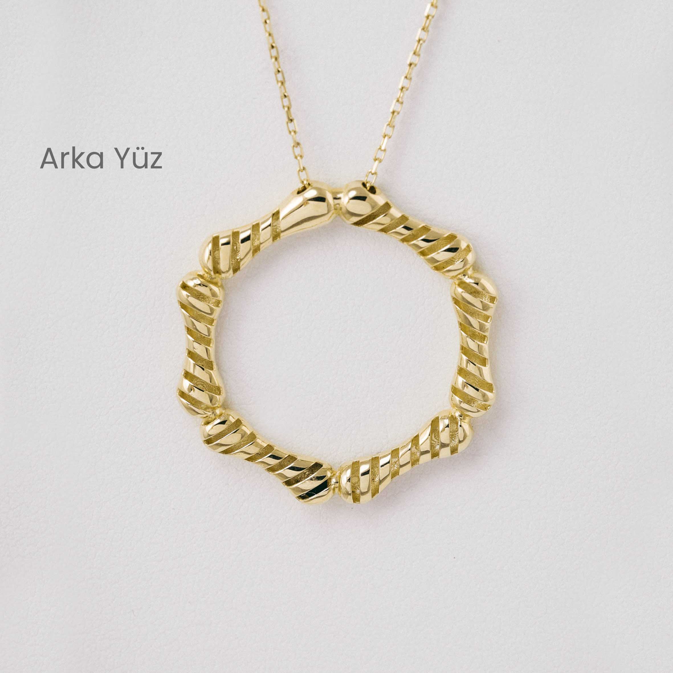 14 Ayar Altın Organik Formda Altıgen Kolye