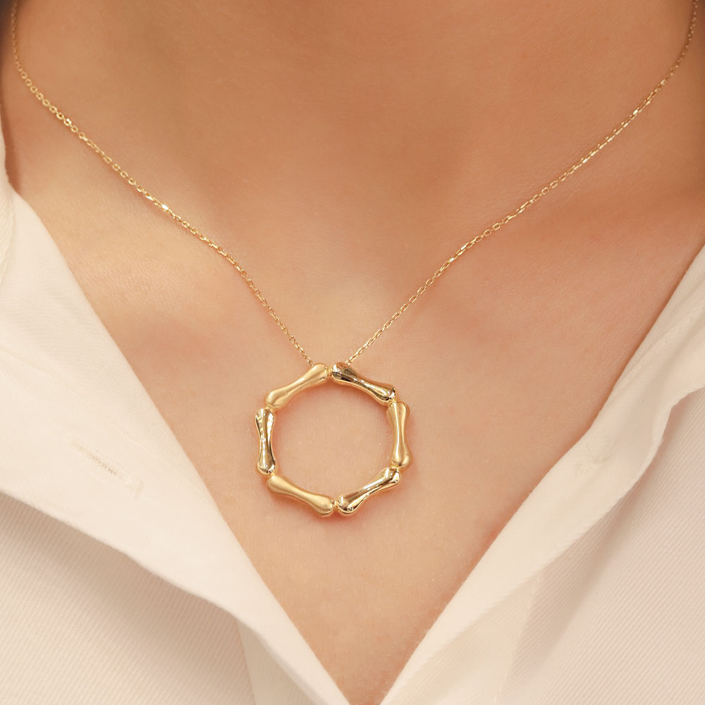 14 Ayar Altın Organik Formda Altıgen Kolye