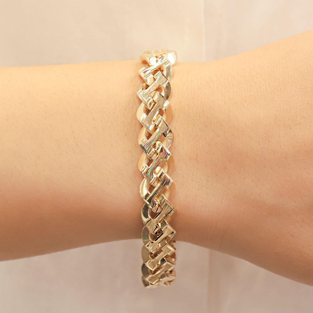 14 Ayar Altın Örgü Model Modern Bileklik