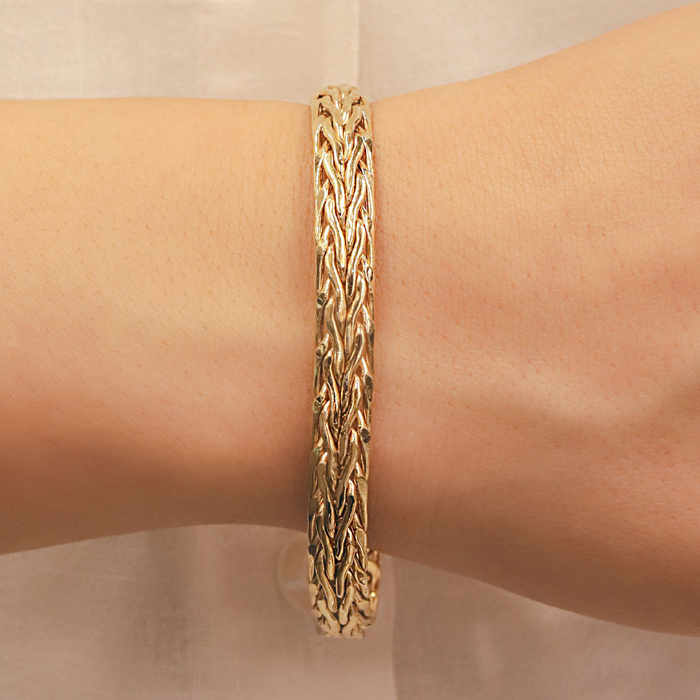 14 Ayar Altın Örgü Model Unisex Bileklik