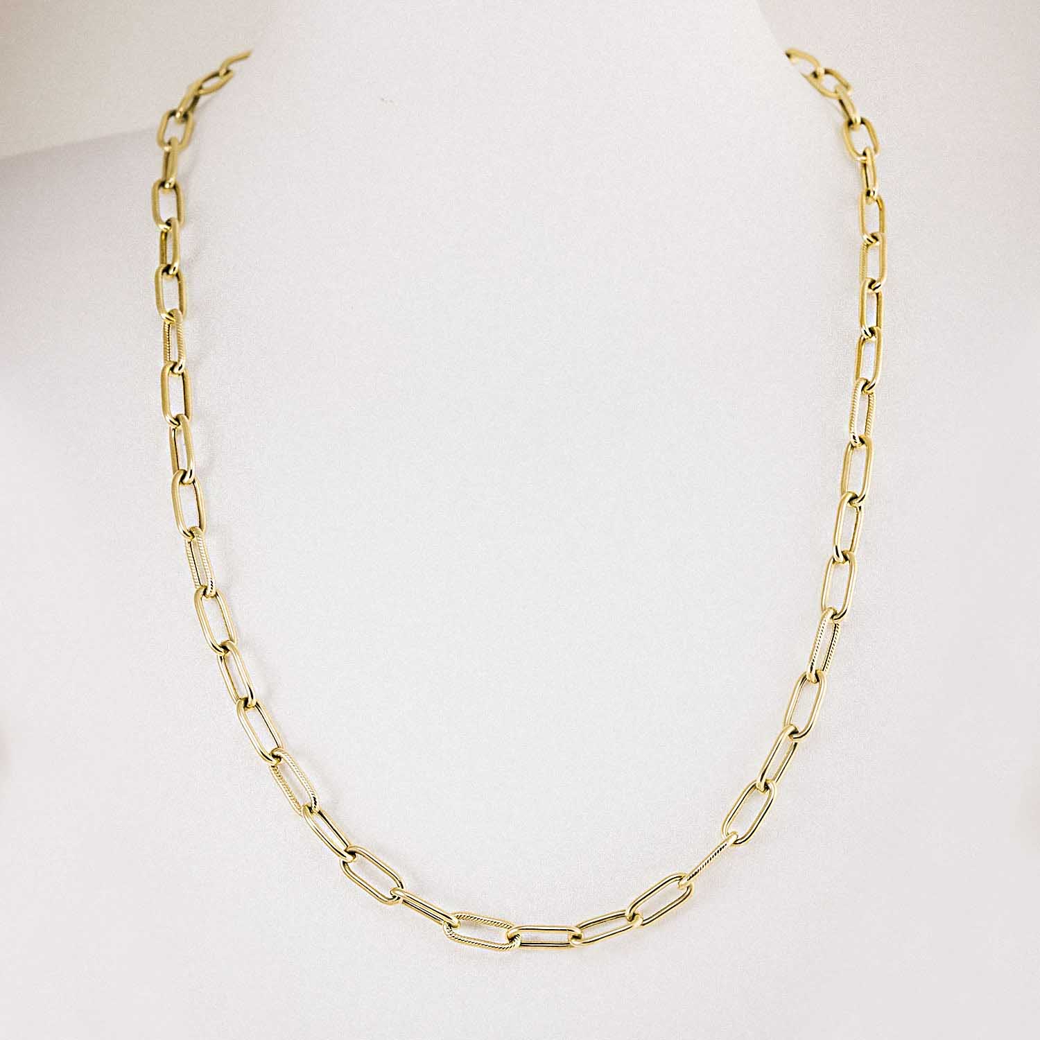 Zincir Kolye 14 Ayar Altın Oval Ataç Zincir Kolye