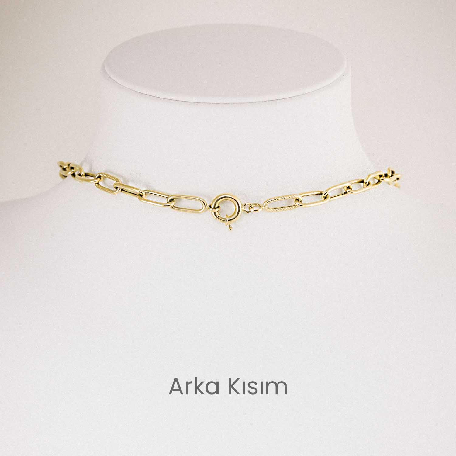 Zincir Kolye 14 Ayar Altın Oval Ataç Zincir Kolye