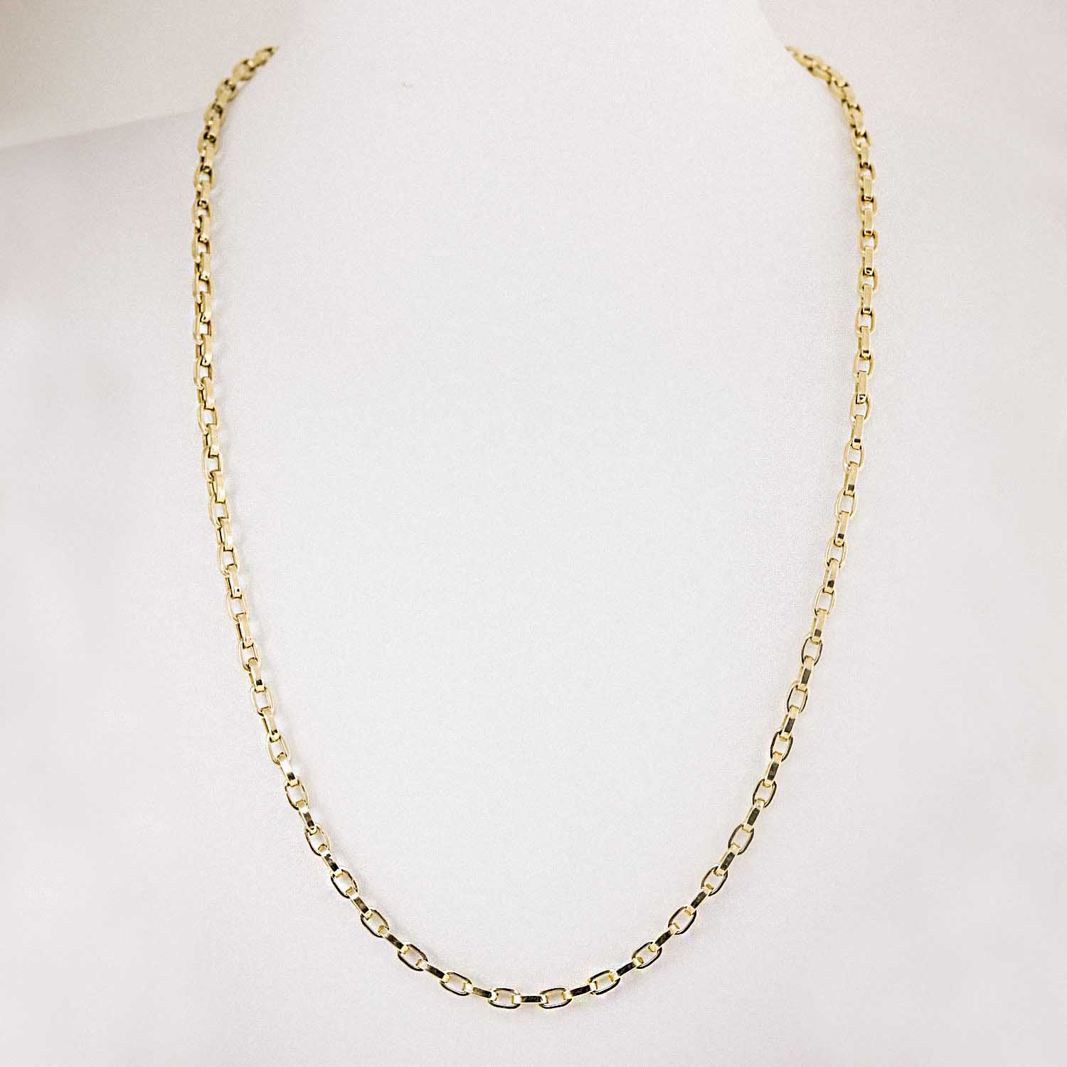 14 Ayar Altın Oval Bakla Zincir Kolye