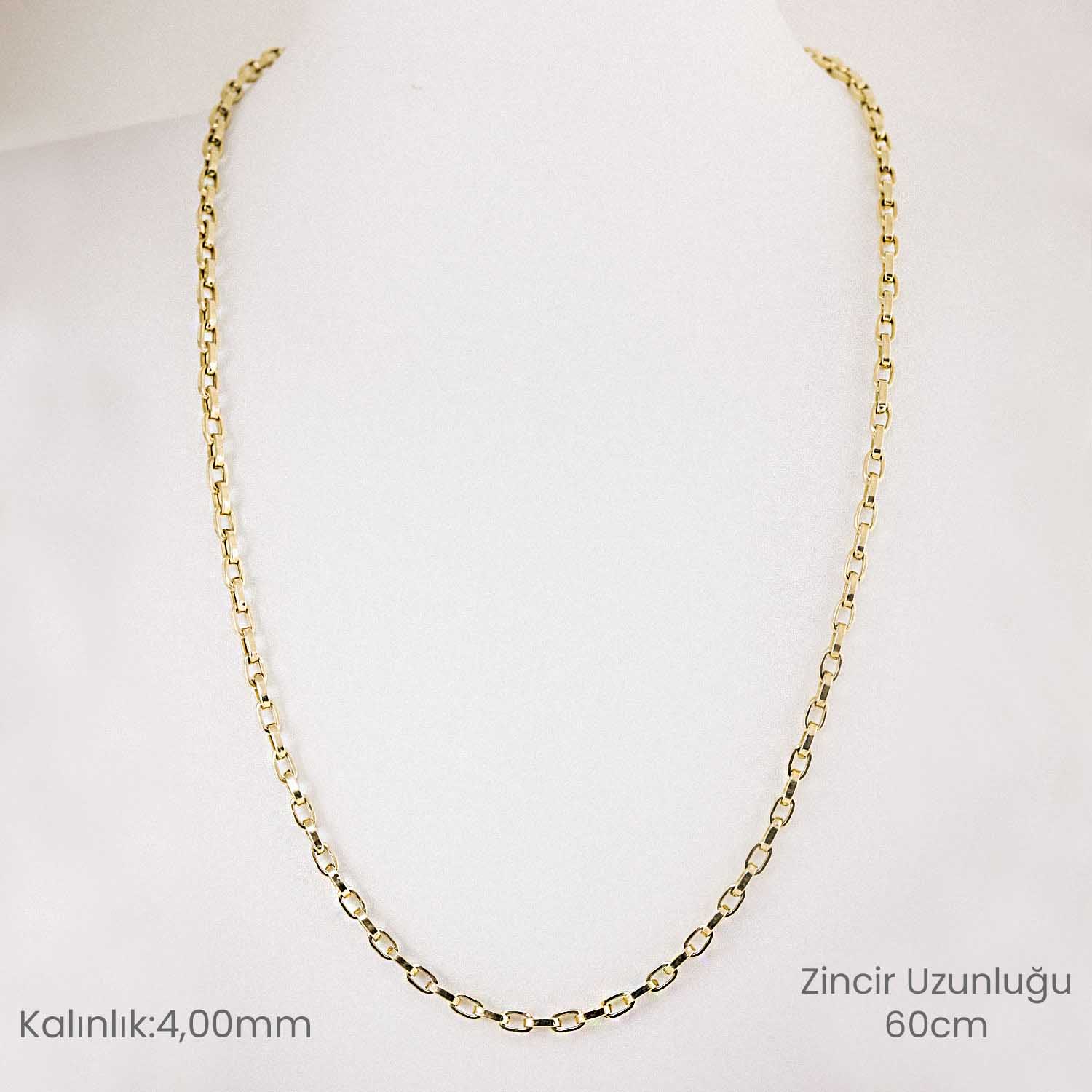 14 Ayar Altın Oval Bakla Zincir Kolye