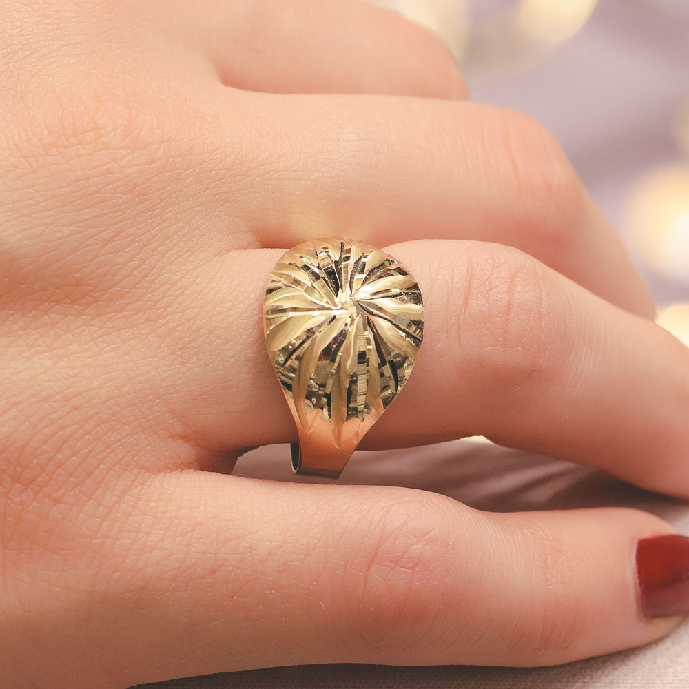 14 Ayar Altın Parıltı Kubbe Yüzük