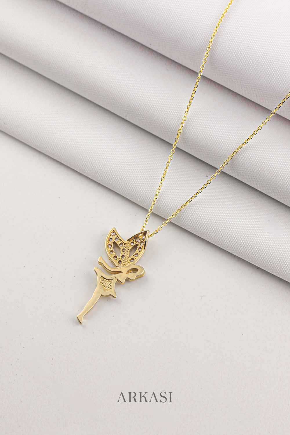 Figürlü Kolye 14 Ayar Altın Peri Kolye