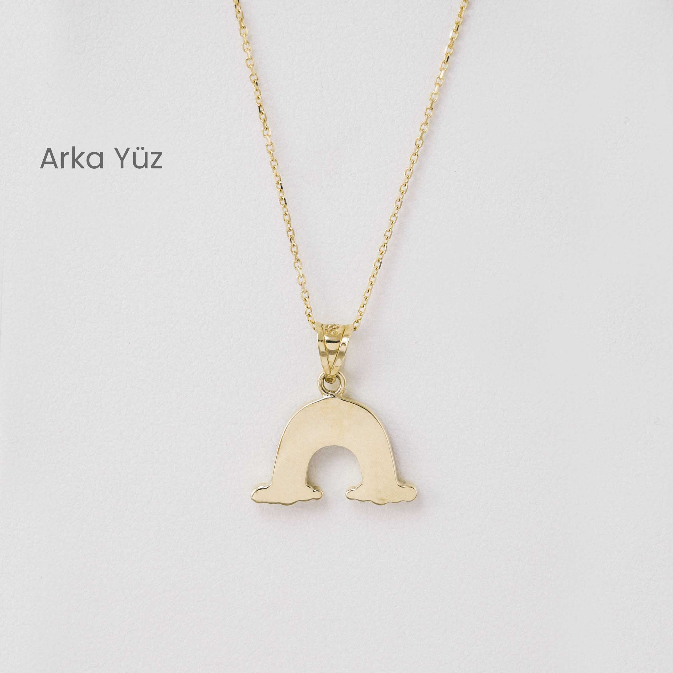 14 Ayar Altın Renkli Gökkuşağı Figürlü Kolye