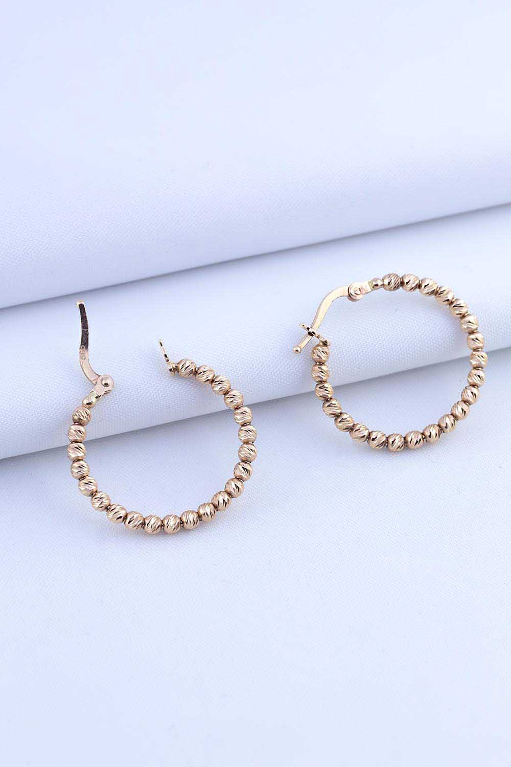 14 Ayar Altın Rose Gold Dorikalı Halka Küpe