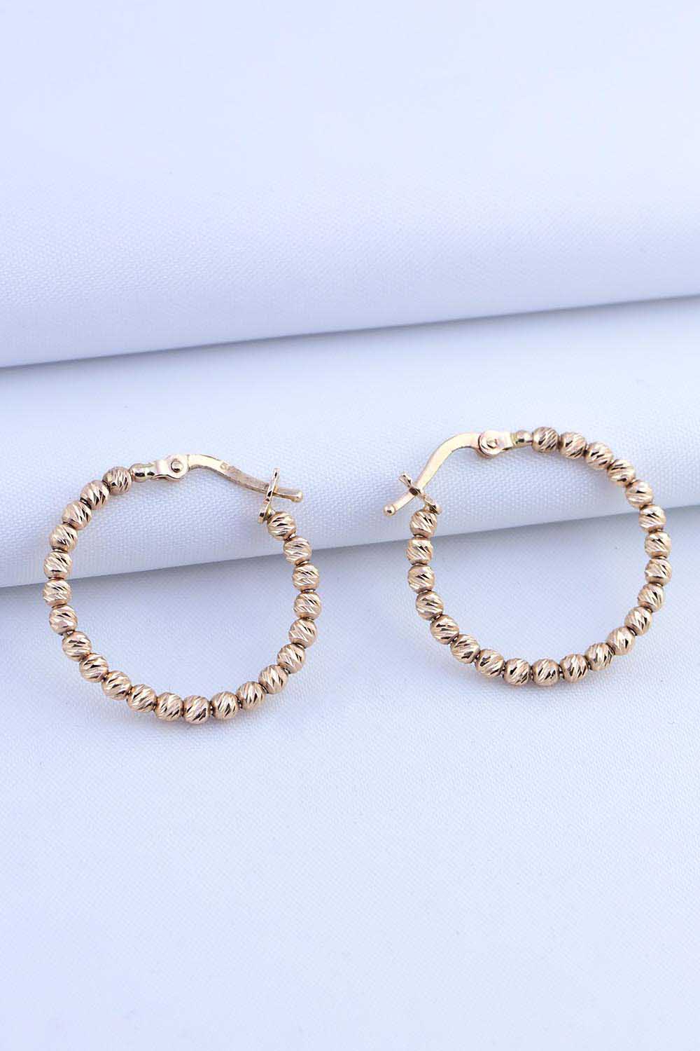 14 Ayar Altın Rose Gold Dorikalı Halka Küpe