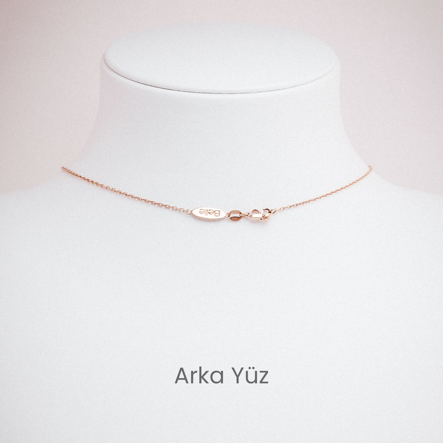 14 Ayar Altın Rose Gold Taşlı Püsküllü Tasarım Kolye 