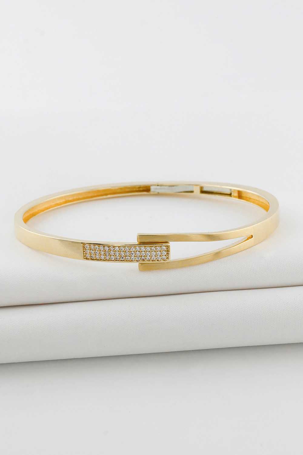 14 Ayar Altın Rose Gold Yamachi Taşlı Kelepçe Bileklik 