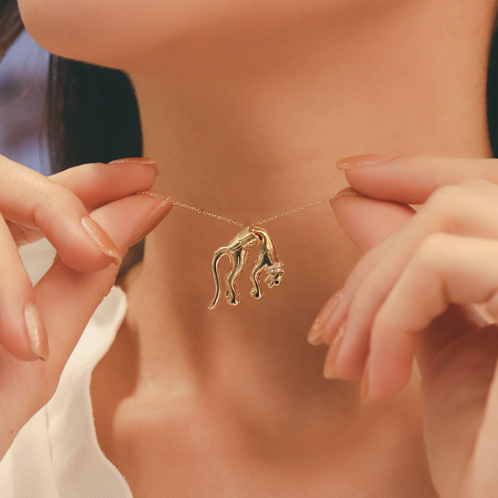 14 Ayar Altın Sanatsal Panter Kolye