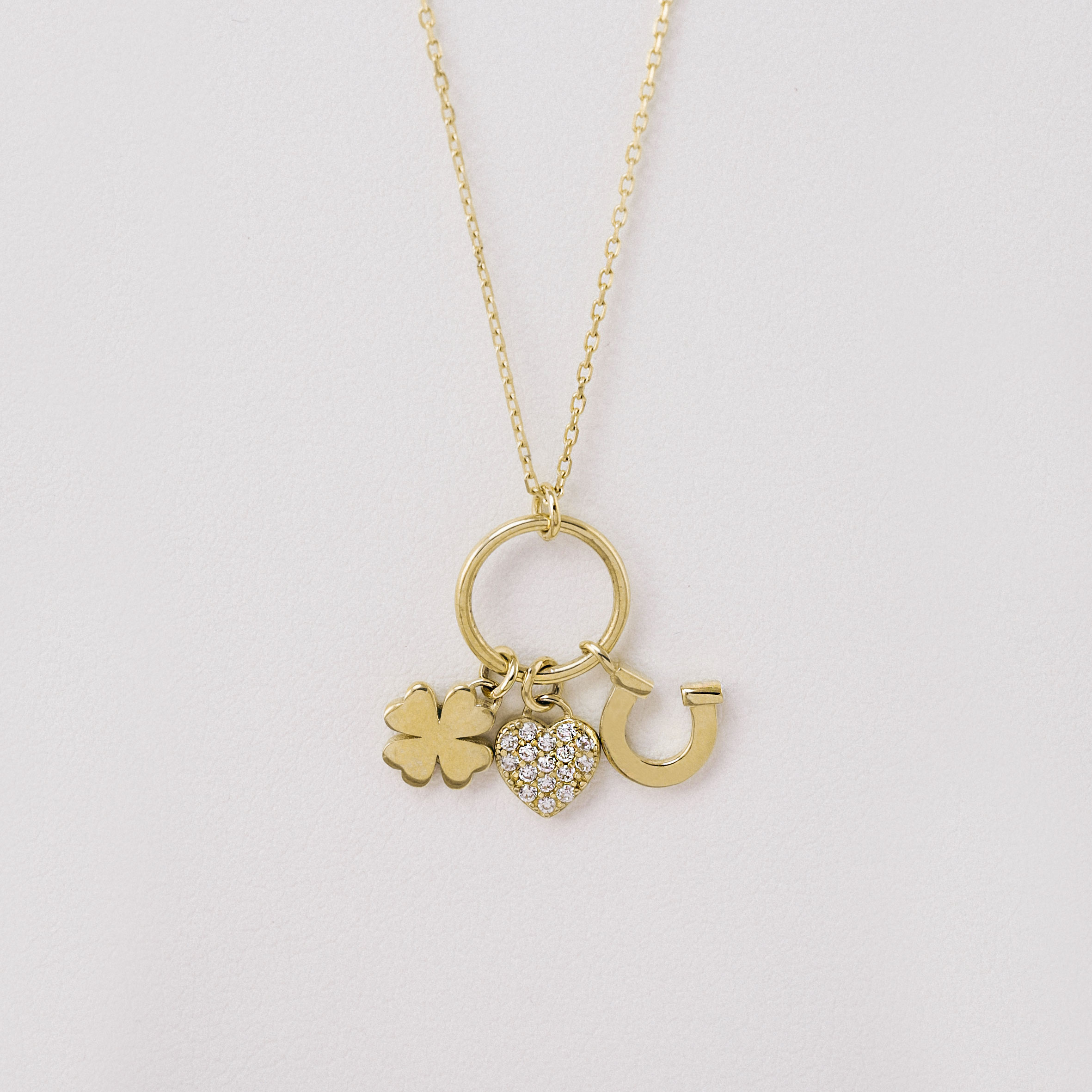 14 Ayar Altın Şans Üçlüsü Kolye