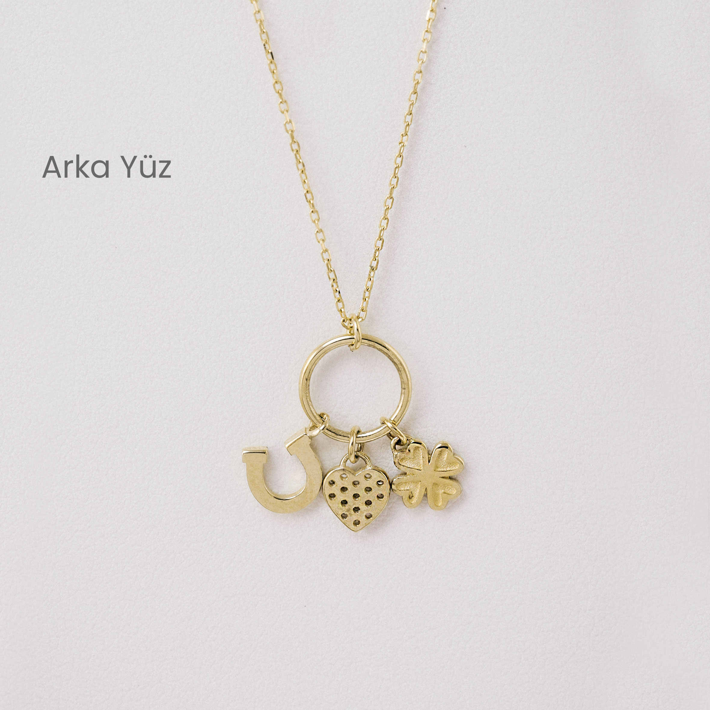 14 Ayar Altın Şans Üçlüsü Kolye
