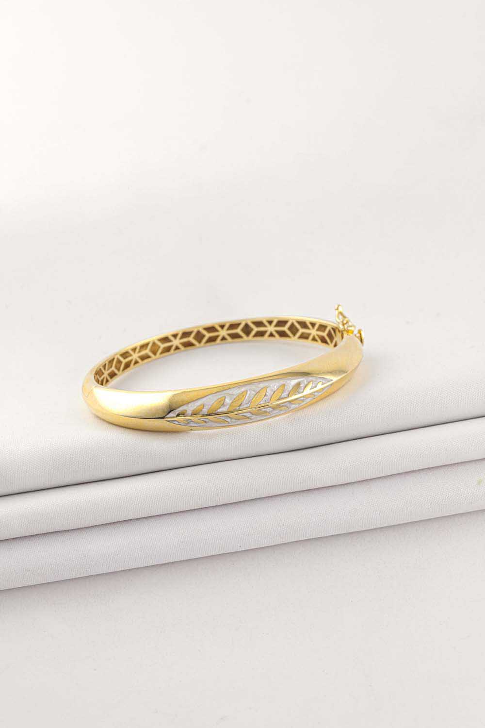 14 Ayar Altın Sedef Mineli Kelepçe Bilezik