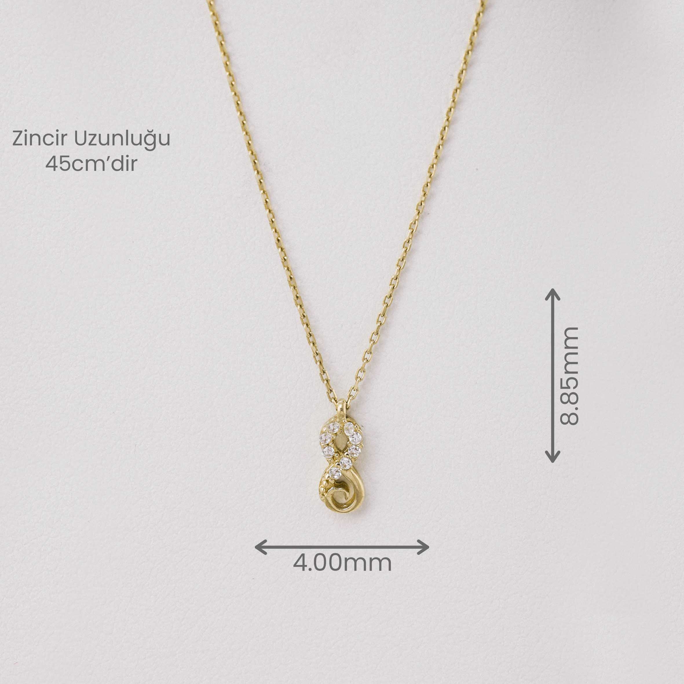 14 Ayar Altın Sekiz Figürlü Minimal Kolye