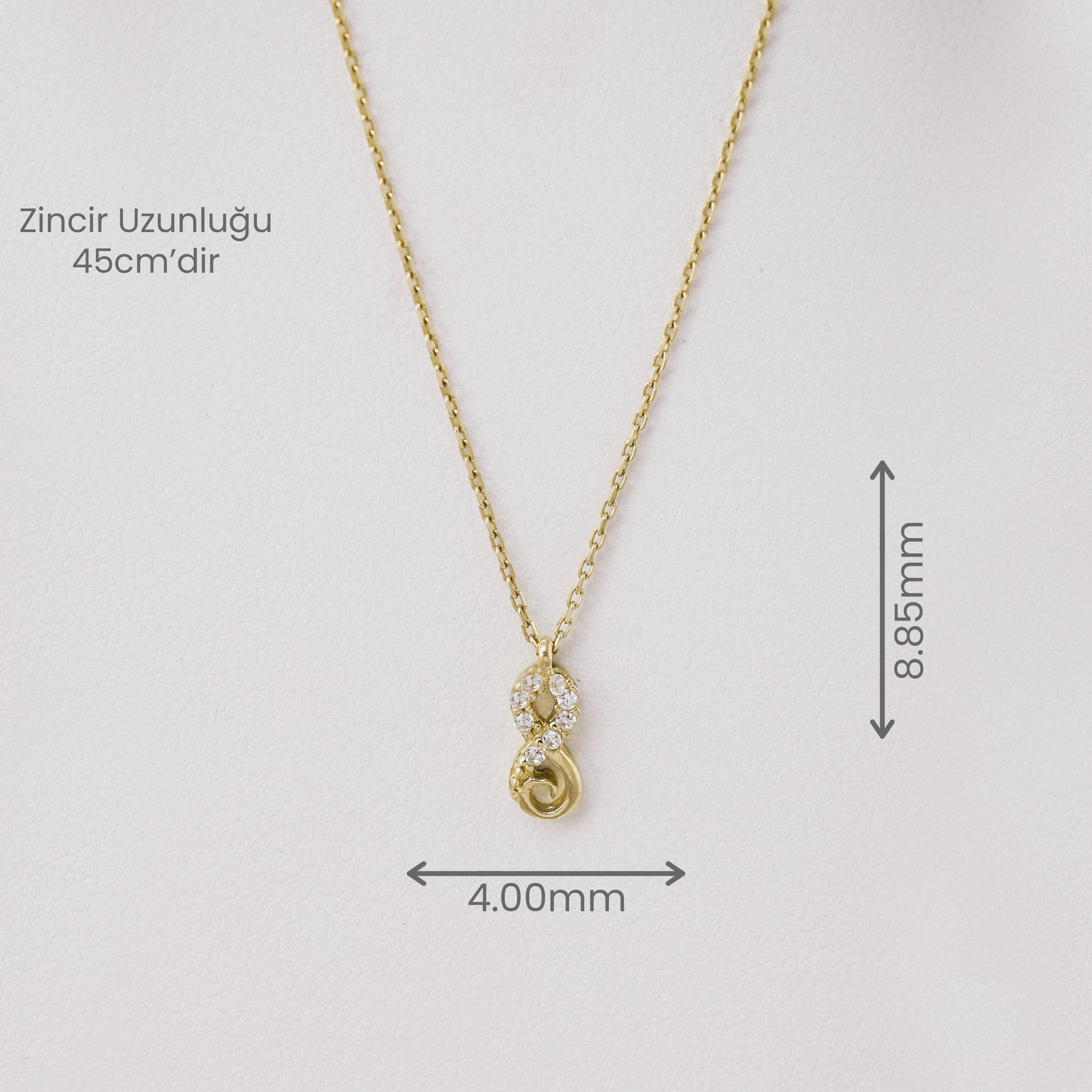 14 Ayar Altın Sekiz Figürlü Minimal Kolye