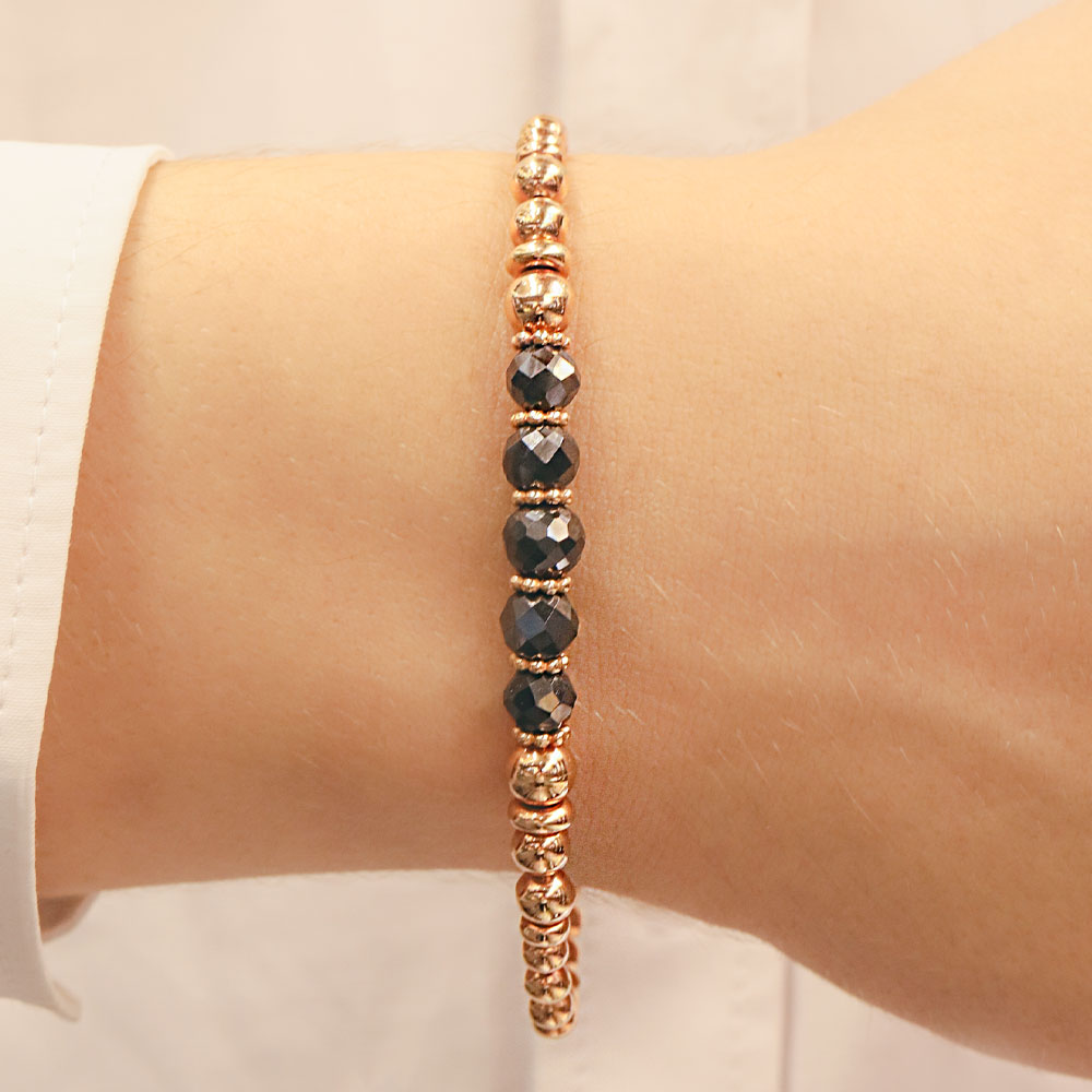 14 Ayar Altın Siyah Taşlı Erkek Bileklik