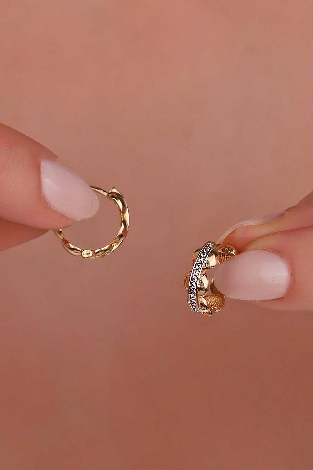 14 Ayar Altın Tasarım Halka Küpe