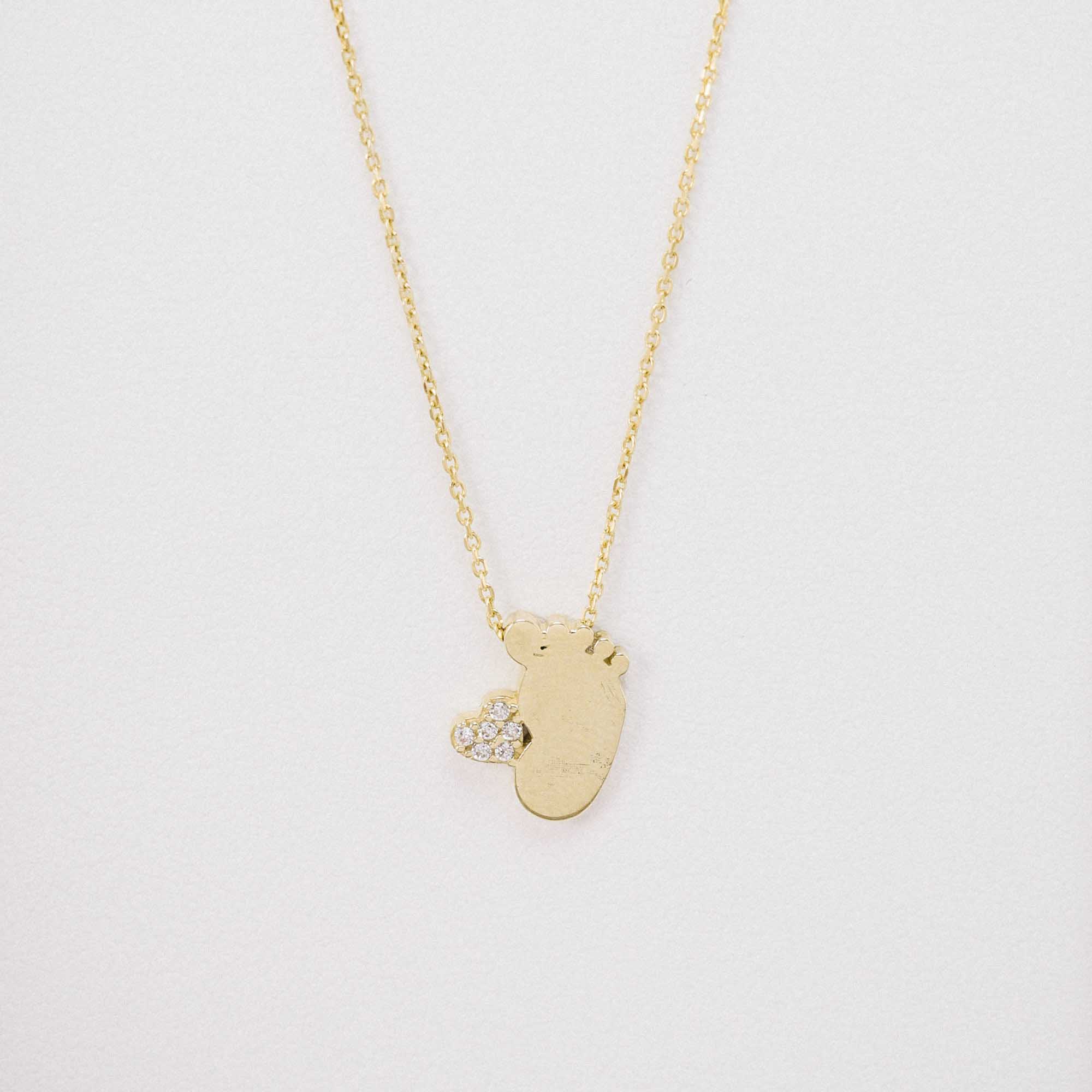 14 Ayar Altın Taşlı Ayak Figürlü  Kolye