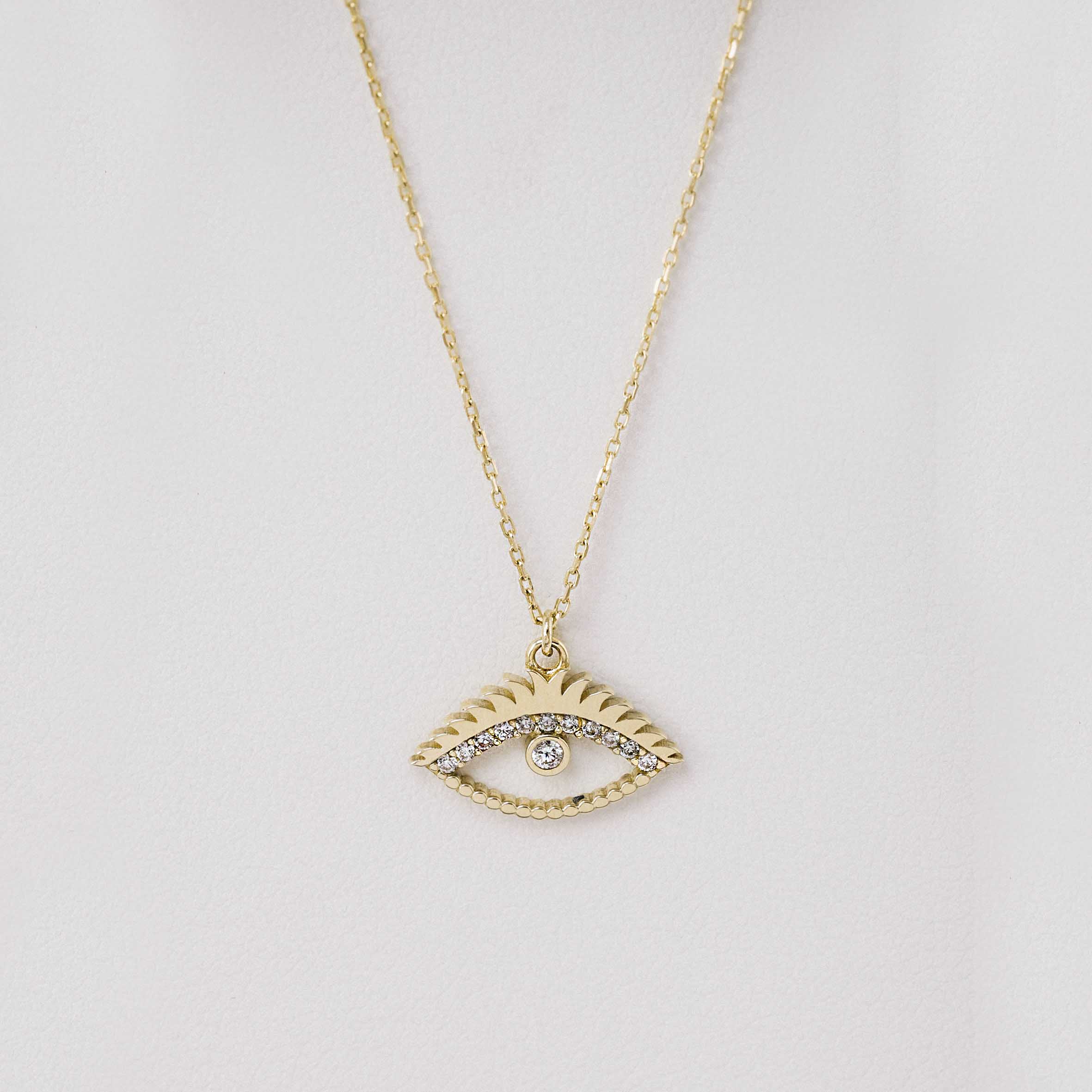 14 Ayar Altın Taşlı Göz Kolye