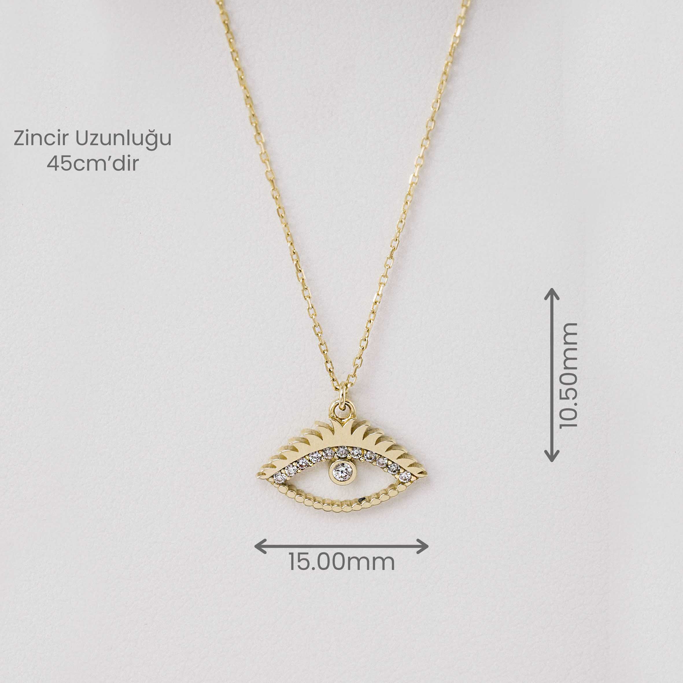 14 Ayar Altın Taşlı Göz Kolye