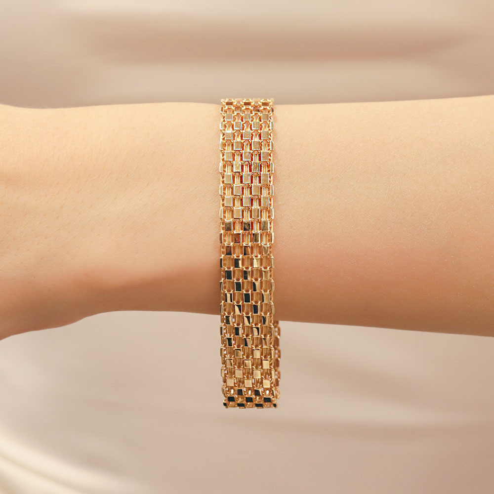14 Ayar Altın Taşlı Örme Bileklik