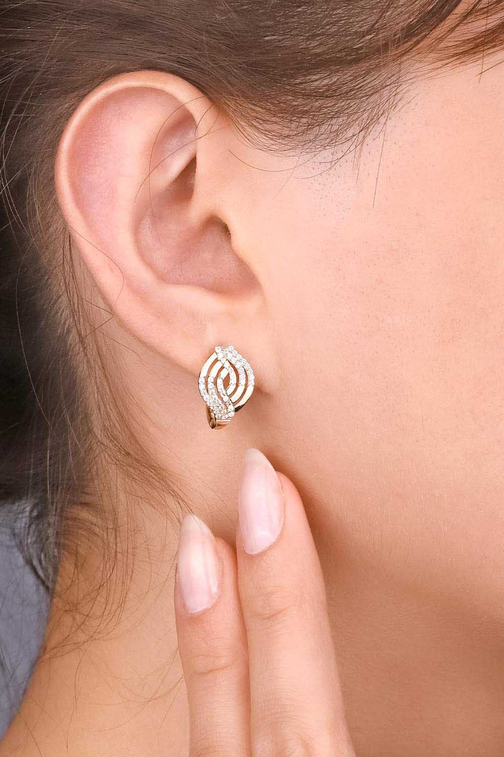 J Küpe 14 Ayar Altın Taşlı Sarmaşık J Küpe