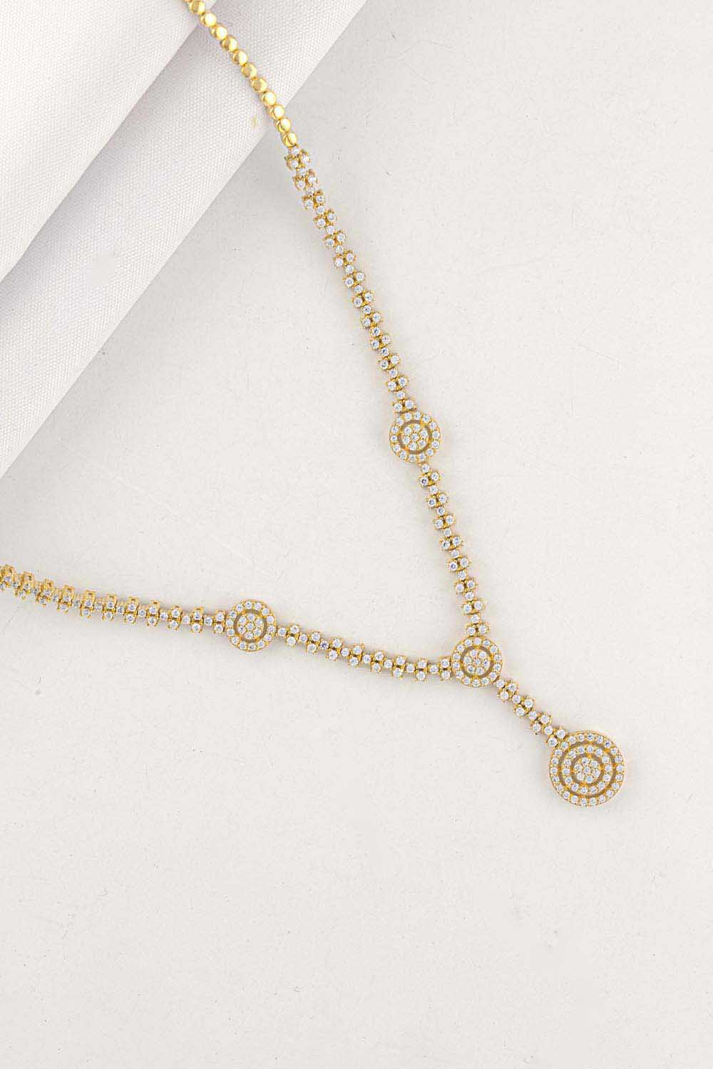 14 Ayar Altın Taşlı Set Gerdanlık 