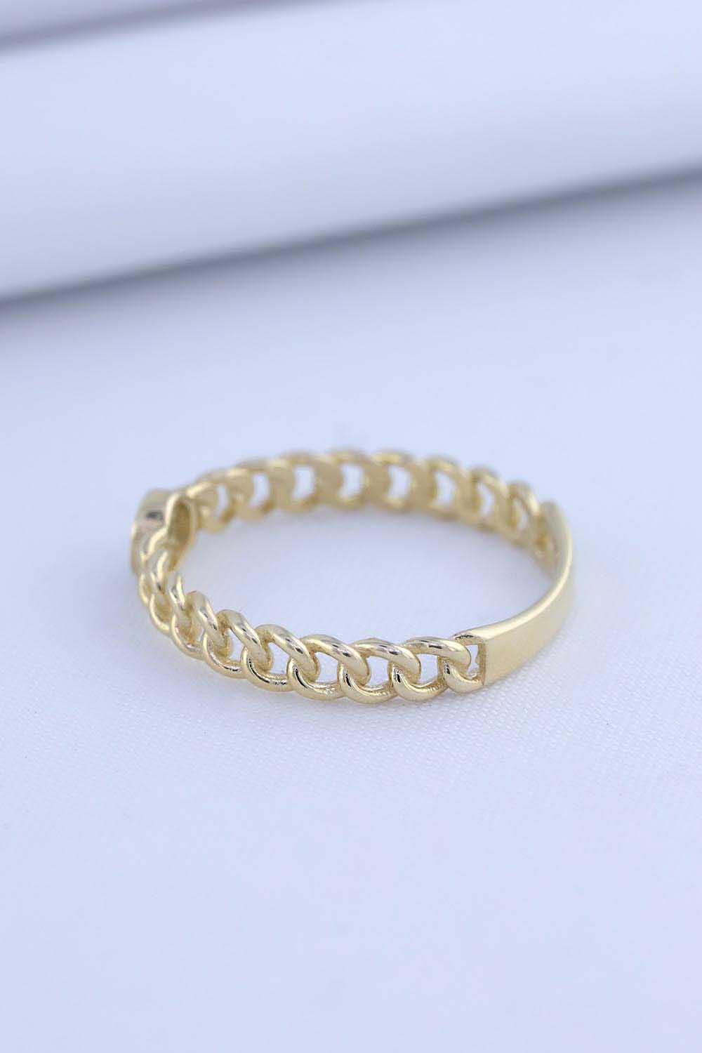 14 Ayar Altın Taşlı Zincir Yüzük 