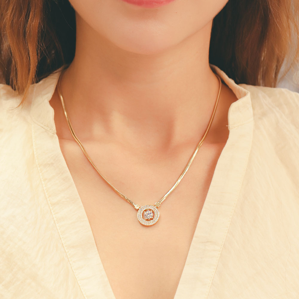 14 Ayar Altın Tek Taşlı Balık Sırtı Zincir Kolye